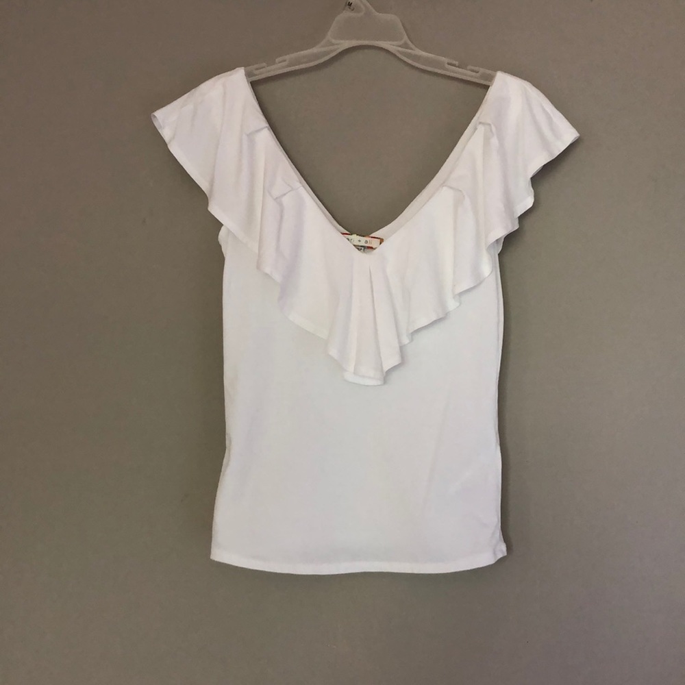 Eri + Ali White Ruffle Shirt